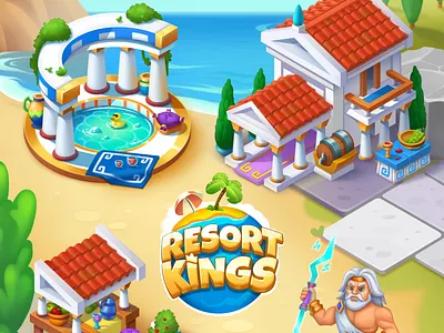 Resort Kings - Game Locations & Buildings (World Countries) 2d 2d art 2d game art buildings casual casual art casual game china game art game background game design game illustrations games gaming greece india mobile game mobile game art mobile game design mobile games