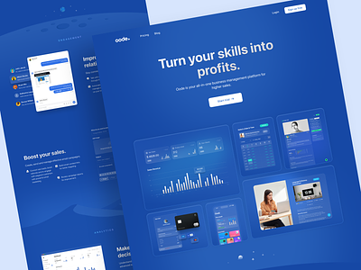 Oode Web Landing Page bookkeeping branding clean customer design illustration landing page marketing online business oode payments scheduling services style transparent ui ux web website