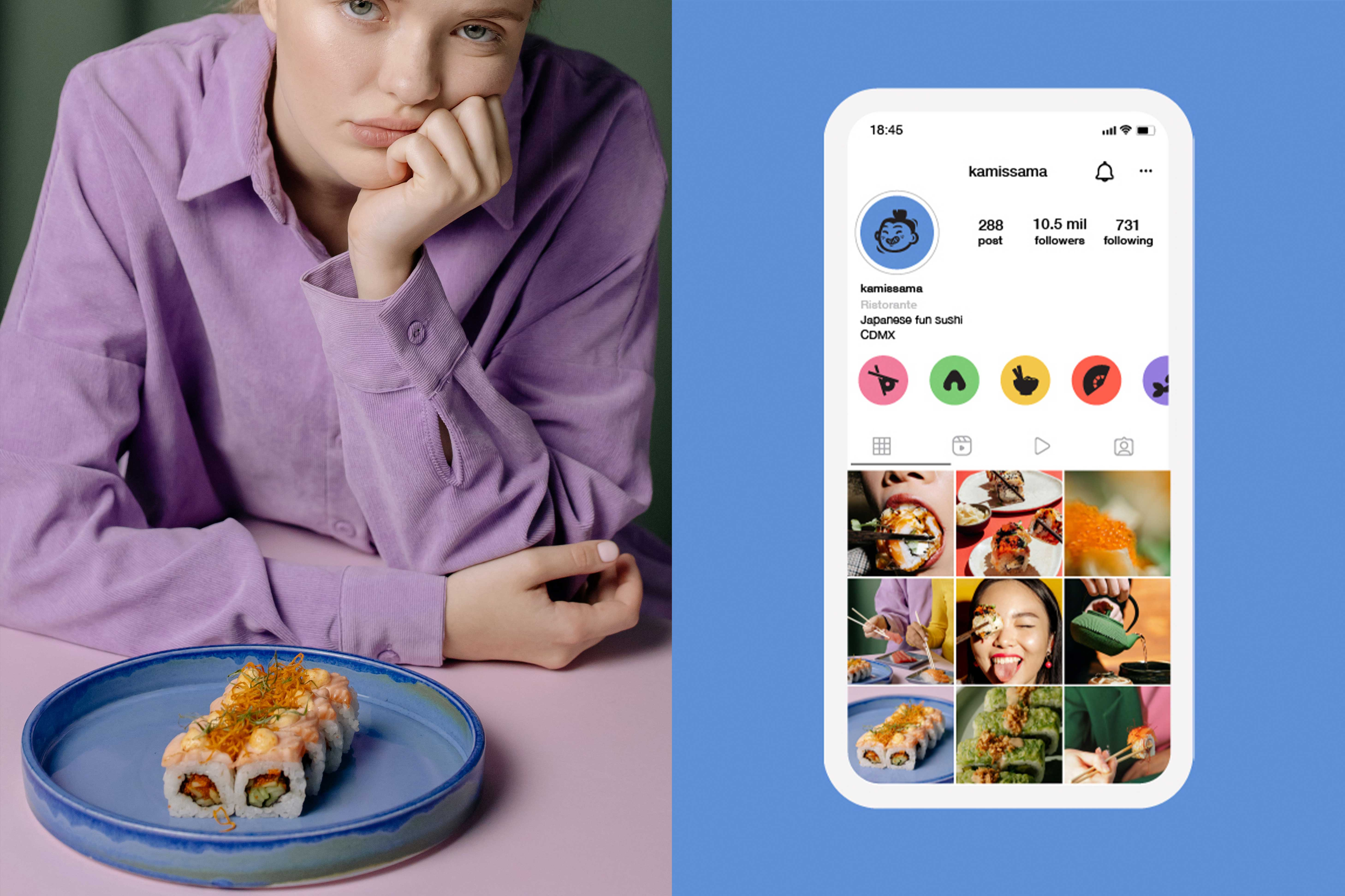 Kamissama aini medina branding icon social media sushi