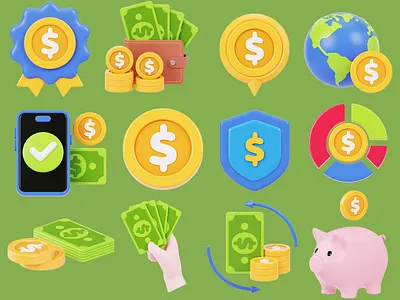 Money 3D Icons 3d 3d art 3dicon animation cinema4d design illustration ui