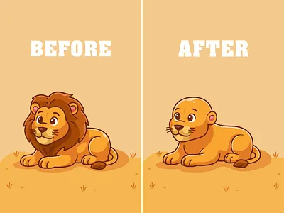 Hair is Important🦁 animal barbershop branding charater cute doodle flat funny hair haircut humor icon illustration lion logo meme playful wild