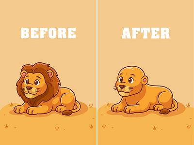 Hair is Important🦁 animal barbershop branding charater cute doodle flat funny hair haircut humor icon illustration lion logo meme playful wild