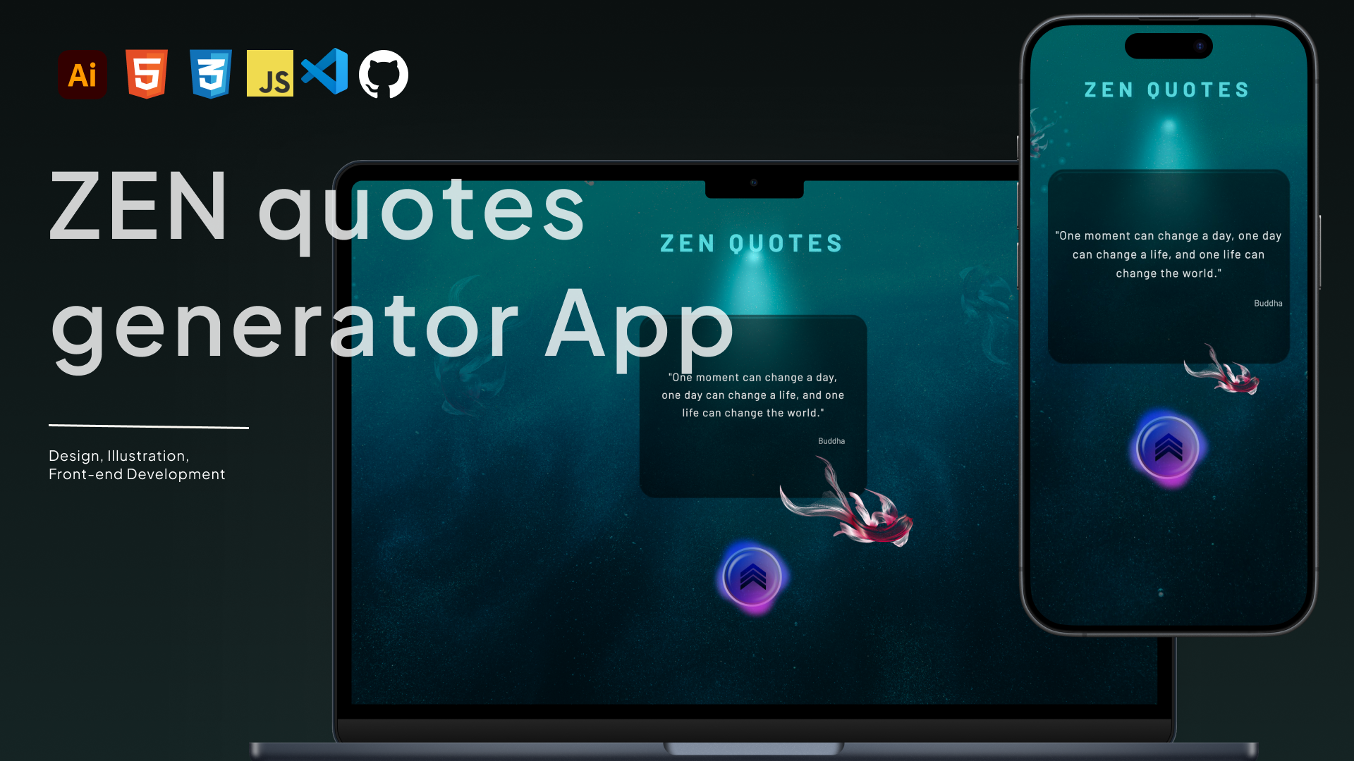 ZEN quotes generator App Design & Development css design figma front end development html illustration javascript responsive ui web app