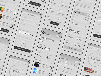 NeumoTask | Mobile App Design🧑‍💻 app clean design habit management mobile neumorphism planner pomodoro productivity service simple suarasa task timer tools tracker ui ux