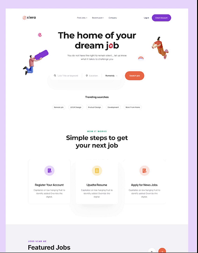 Job Searching Website Design design figma expert landing page design prototype ui ui design user flow ux ux design website