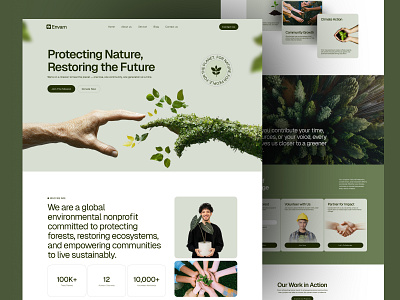 Envarn - Nonprofit website design environment landing page nonprofit website tree plantation ui ux website