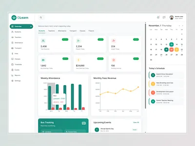 School & University Management Dashboard | Product Design attendance tracking class timetable design clean ui ux dashboard design dashboard ui data visualization education crm ui educational saas finance analytics ui idealrahi product design responsive webapp saas dashboard school management ux design inspiration
