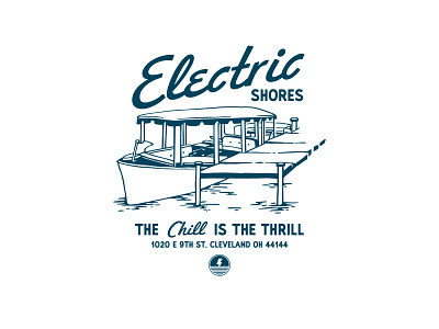 Electric Shores: Merch Design apparel boat boat t shirt branding design graphic design hand drawn hand drawn illustration illustration lineart merch merch graphic merchandise monoline retro artwork retro design t shirt design vintage design vintage t shirt vintage tee