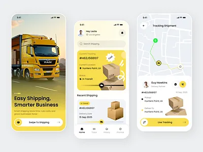 Logistics Shipping & Delivery Tracking App Design courier app design delivery app ux delivery tracking design logistics app logistics ui kit mobile mobile app design parcel tracking ui shipment app design shipping app ui tracking app ui transportation app ui