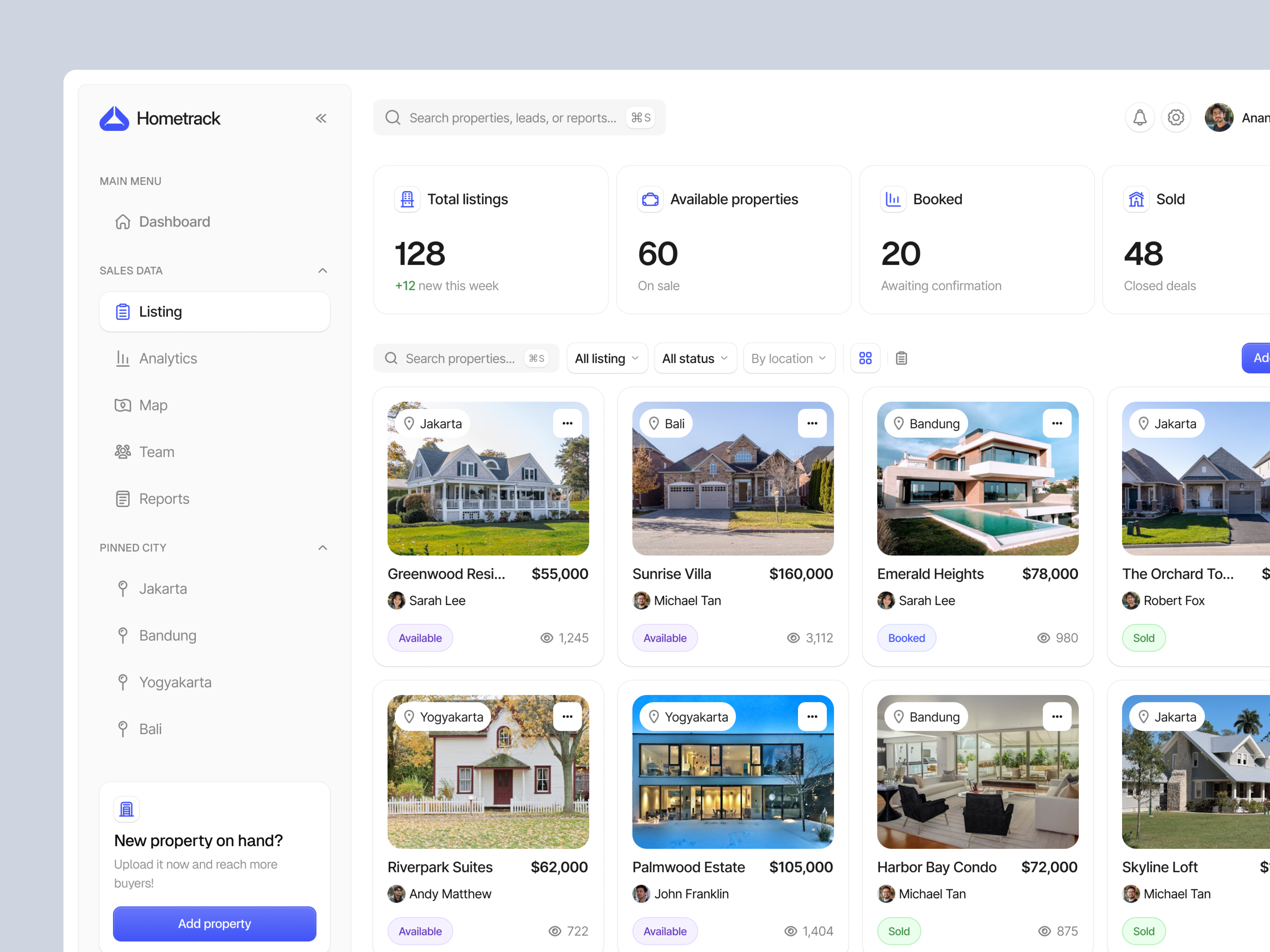 Real Estate Sales Listing Dashboard buy dashboard design display home house list marketing marketplace minimal modern property real estate real estate dashboard sales sell ui ui design ux design website