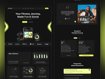 Fithive - Fitness Startup Website design drack website fitness landing page fitness website landing page modern landing page tracking website ui ux web design web interface design website website design