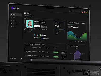Reputable – Web3 Reputation Dashboard blockchain crypto darkmode dashboard design developer tools fintech product product design ui ui design ux web3 web3design