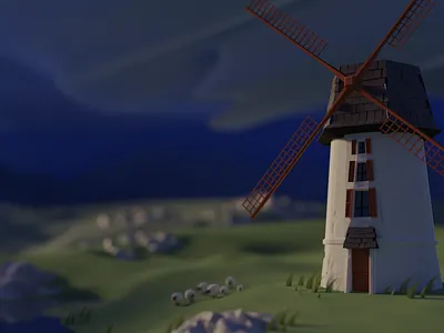 windmill 3d model illustration