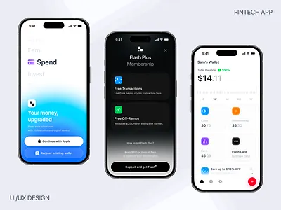 Smart Wallet Mobile App app interface clean ui crypto wallet ui dashboard ui digital wallet figma design finance ui financial app fintech app interaction design minimal ui mobile app mobile banking modern design money management neo banking product design ui design ux design wallet app