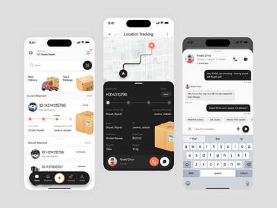 Couriq — Smart Delivery App UI with Real-Time Tracking & Courier app app design chat communication app courier services delivery app delivery apps location tracker mobile mobile app mobile app ui parcel tracking product design real time location service tracking