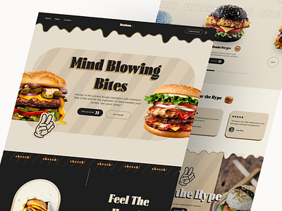 Hamham Burger Place - Landing page brown burgers clean cream food isometric landing page neat patries restaurant
