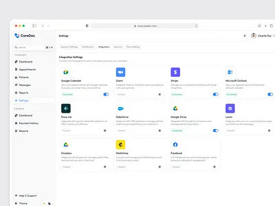 🔌Integration Settings Page UI clean ui design design doctor dashboard healthcare platform healthcare saas healthcare software healthcare ui integration integration settings integration ui medical saas design medical ui responsive web ui saas saas dashboard settings page ui ui ui design uiux design web app ui