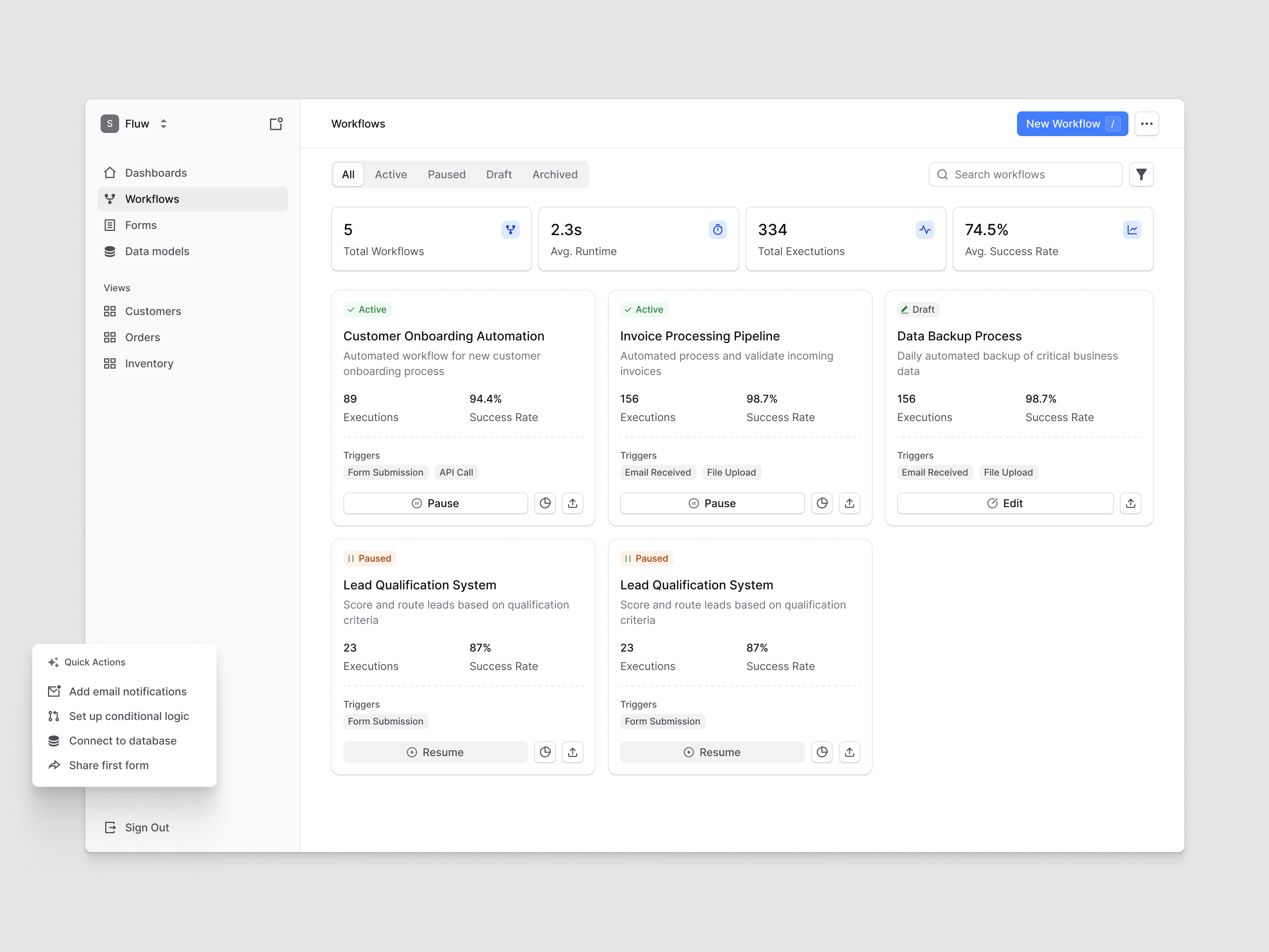 Example of AI-driven workflow builder