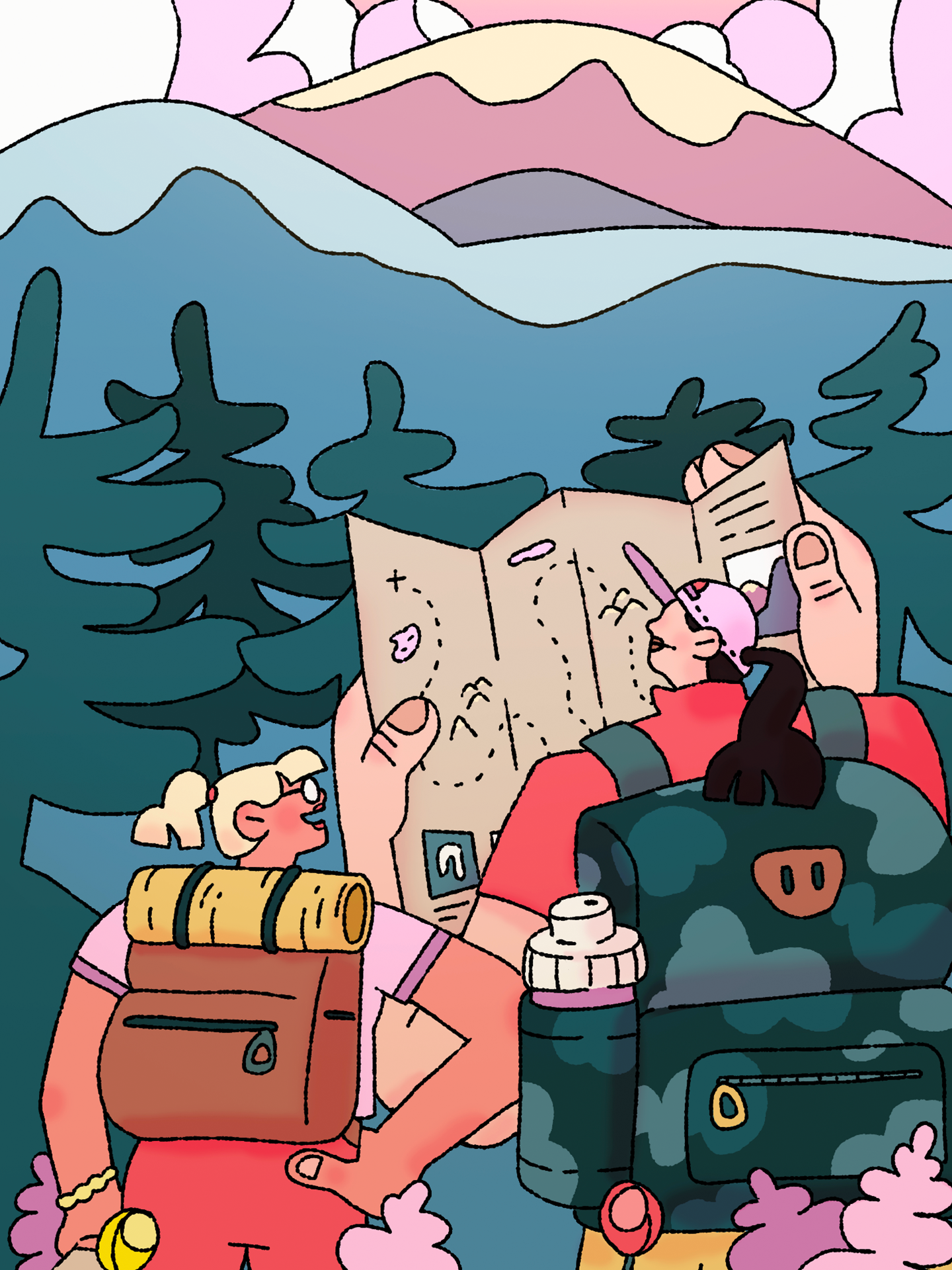 ⛰ character design graphic design hikers illustration mountain nature photoshop