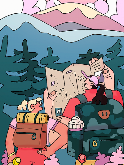⛰ character design graphic design hikers illustration mountain nature photoshop