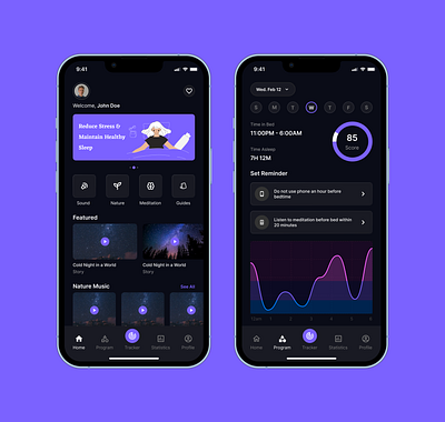 Sleep Tracker & Sound App app data visualization design mobile design product design sleep sound sleep tracker ui ui design uiux design ux design