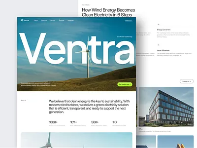Ventra - Green Energy Website clean climatetech ecofriendly green energy modern renewable energy sustainibility wind