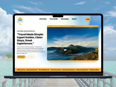 🧳🗺️National Trip – Landing Page Website UI/UX Design bookingwebsite exploreindonesia homestay landingpage nationaltrip personalproject tourguide tourismdesign travelplatform travelui travelwebsite uidesign uiux uiuxstudent webdesign websiteui