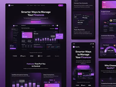 Nestify - Fintech SaaS Landing Page branding design finance fintech landingpage mobile responsif ui ui design uiux user research