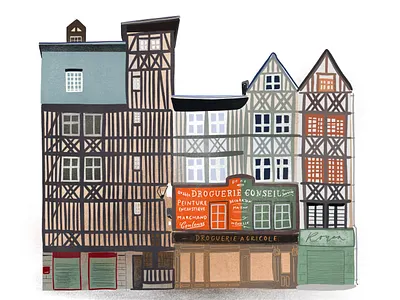 Illustration of the houses in Rouen