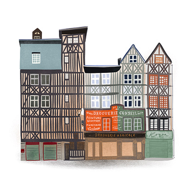 Illustration of the houses in Rouen