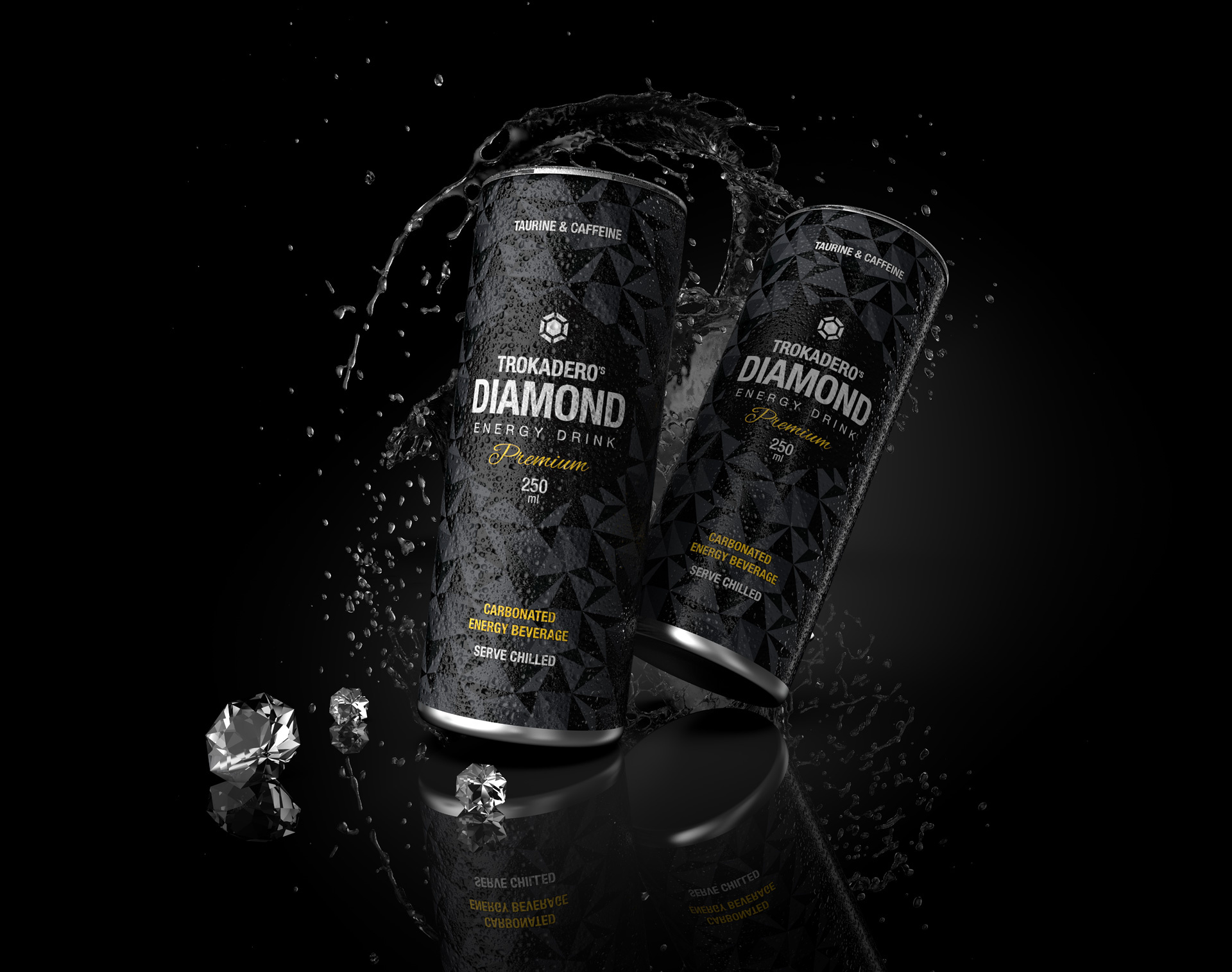Trokadero Diamond Energy Drink - design beverage design branding design packaging design print design