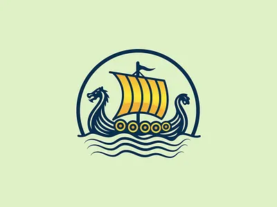 Golden Sail Viking Longship logo dragonboat emblem emblem logo exploration heritage logo logo design longship maritime medieval mythology nordic norse sailing seavoyage viking