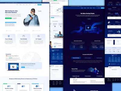 Modern Web Hosting Website UI/UX Design | Light & Dark Mode Land business clean ui cloud hosting digital agency ui figma home page design landing page light dark mode mobile app design modern ui professional website saas ui tech website uiux web hosting web services website design