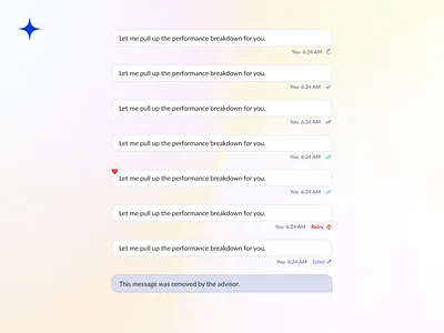 Chat Message States — CRM Microinteractions chat chatui crm designsystem designsystemtokens fintechdesign interactiondesign interface message microinteractions productdesign prototype tokens ui uidesign uiux userexperience ux uxdesign