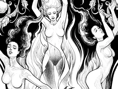 Backpiece / Witches character editorial illustration