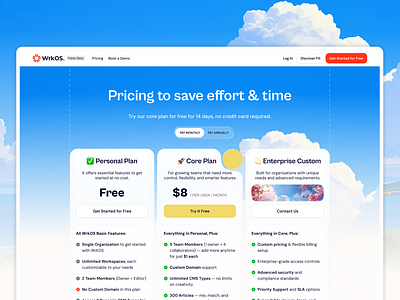 WrkOS – Pricing Page UI Design framer landingpage pricingpage saasdesign uidesign uiux uxdesign webdesign