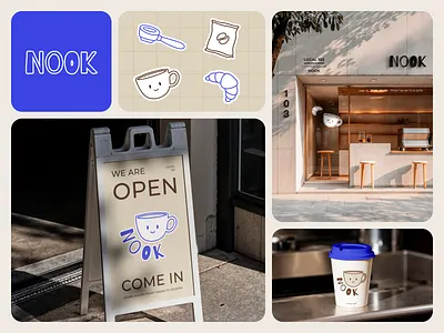 Nook – Minimalist Branding for Coffee Shop branding cafe coffee design identity illustration logo minimal packaging ui ux visualidentity