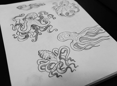 Octopus sketch creature illustration logo octopus sea sketch