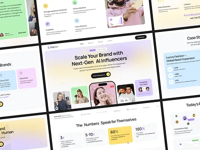 FoxGen website - Landing page, AI influencers ai animation bloger business website creative enterprise landing glean ui graphic design influencers instagram landing page light design marketing marketing website ui user experience user interface ux web design website