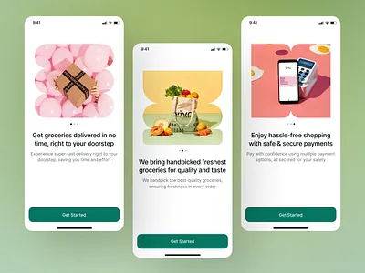 Grocery App - Onboarding app design app experience clean design grocery app minimal design mobile onboarding app ui