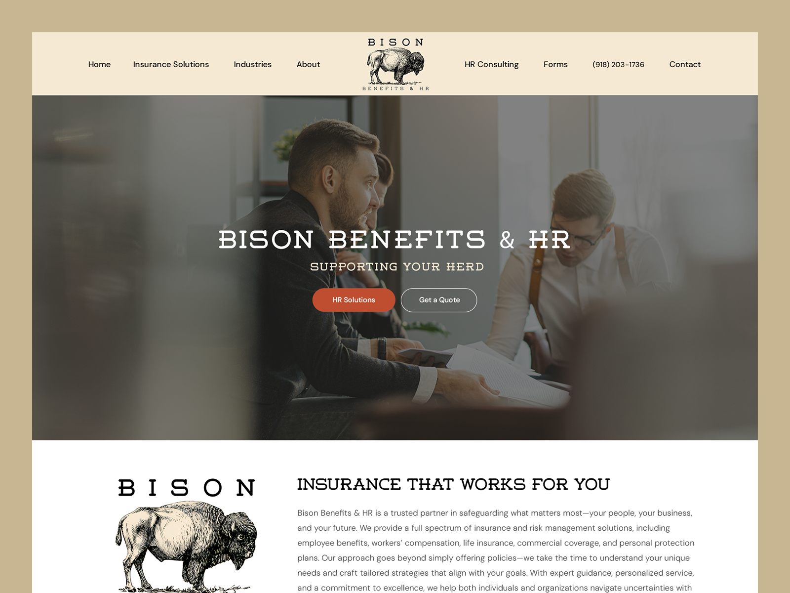 Bison Benefits // Web Design compensation health insurance hr human resource insurance medicare web design