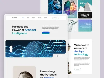Aurisys Website Design – Modern AI Experience ai company ai website artificial intelligence blue color palette clean ui corporate website digital agency design dribbble design futuristic ui homepage concept landing page design modern web design responsive design tech branding tech website ui inspiration ui ux design web design website mockup website template
