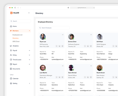 Employee Directory Dashboard UI/UX Design - HRM SaaS analytical dashboard design dashboard dashboard design dashboard ui design figma figma desing hrm hrm saas hrm saas design hrm uxui design product design saas saas dashboard saas dashboard design saas design uiux