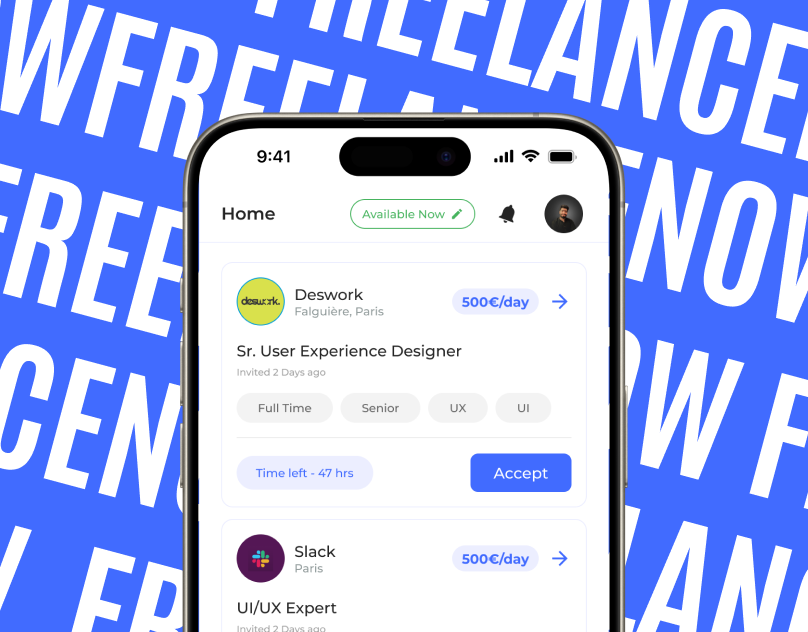 Freelance Now – Job Matching App for Freelancers figma freelance freelancer app freelancing app job hunting job matching mobile app product design prototyping ui ux