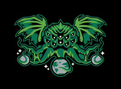 Cthulhu cosmic creature cthulhu eldritch horror illustration lovecraft monster planet planets scary space stars vector