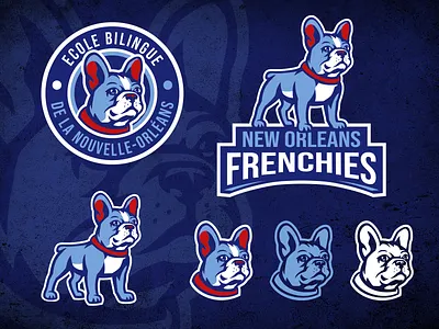 New Orleans Frenchies brand branding french bulldog frenchie frenchies gaming graphic design graphic designer identity logo mascot redesign school sports