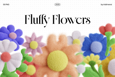 3D Fluffy Flowers 3d 3d blender 3d fluffy flowers abstract branding colorful cute digital assets download flowers fluffy graphic design simple