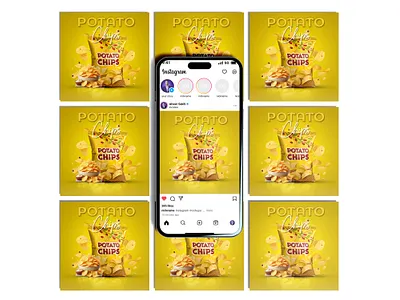 Potato Chips Social Media Design ads advertising branding crunchy chips food design graphic design photoshop potato chips potato social media post social media design social media post design social mrdia design