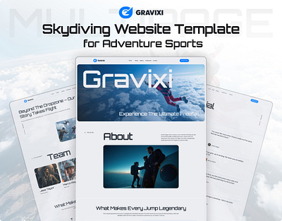Gravixi – Skydiving Astro Template for Adventure Sports astro bootstrap css3 design designtocodes drivers one page sky sky diving sky diving templare sky drivers sky driving sports sports ui ui design