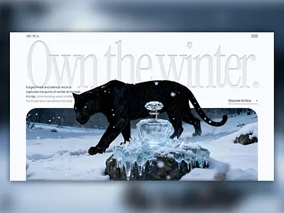 Arctica Winter Fragrance Hero branding concept cinematic design creative direction ecommerce design figma design fragrance design hero section landing page design luxury branding minimal design modern ui perfume branding premium design product design ui design visual design web design website concept winter aesthetic winter theme